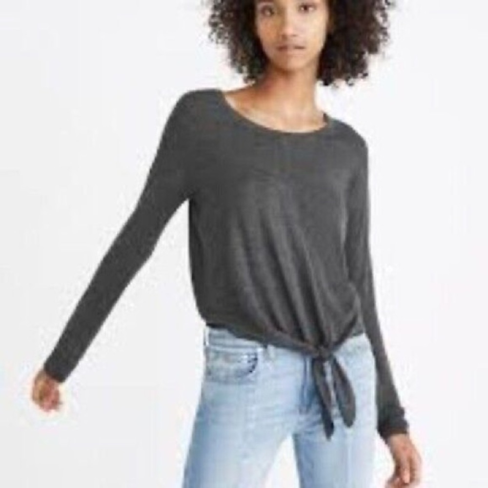 Women's Gray tie front sweater